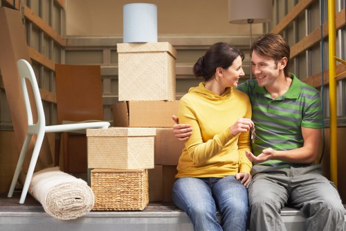 Packed boxes and furniture ready for a local Hammersmith home move