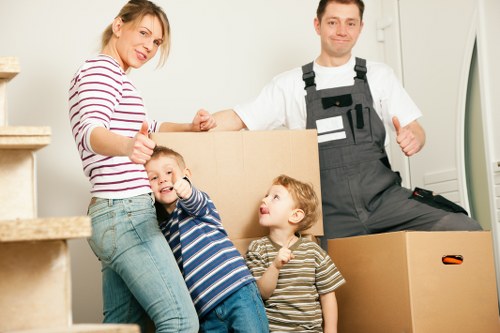 Typical Hammersmith flat move with stairs, packing boxes, and careful handling